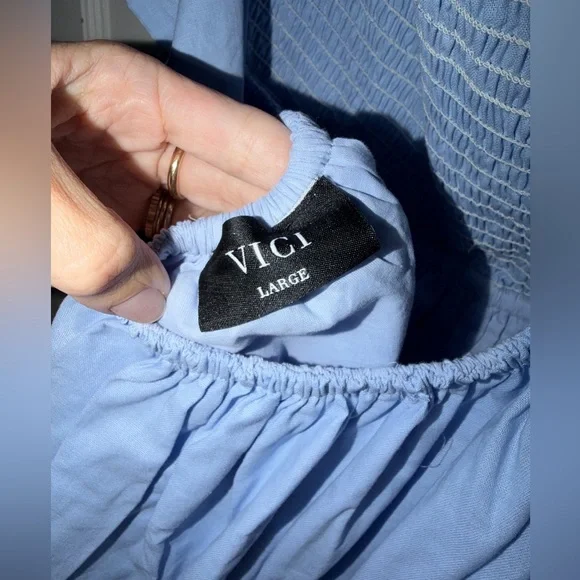 Vici Light Blue Women’s Dress with Bow - Picture 5 of 5